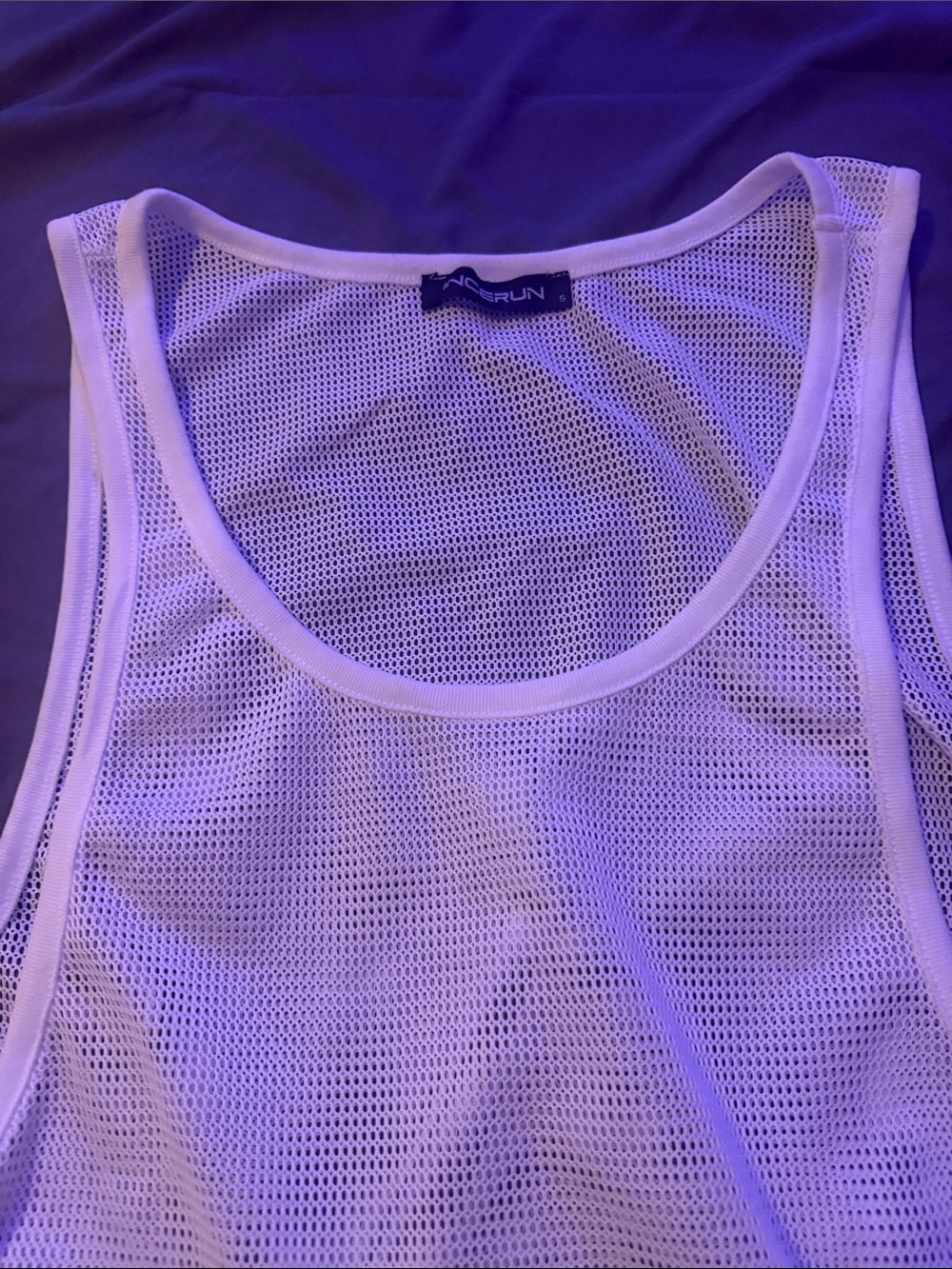 Run Brand White Mesh Tank Top - Men's Athletic Tank